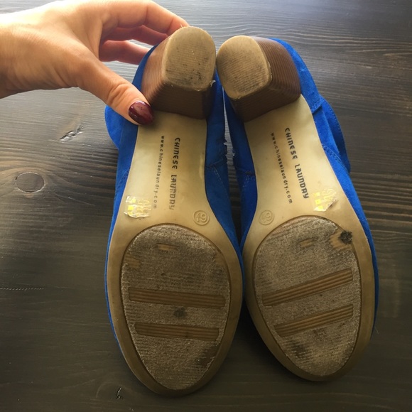 Blue suede booties - Picture 4 of 5